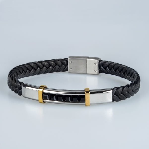 Men's Leather Steel Bracelet
