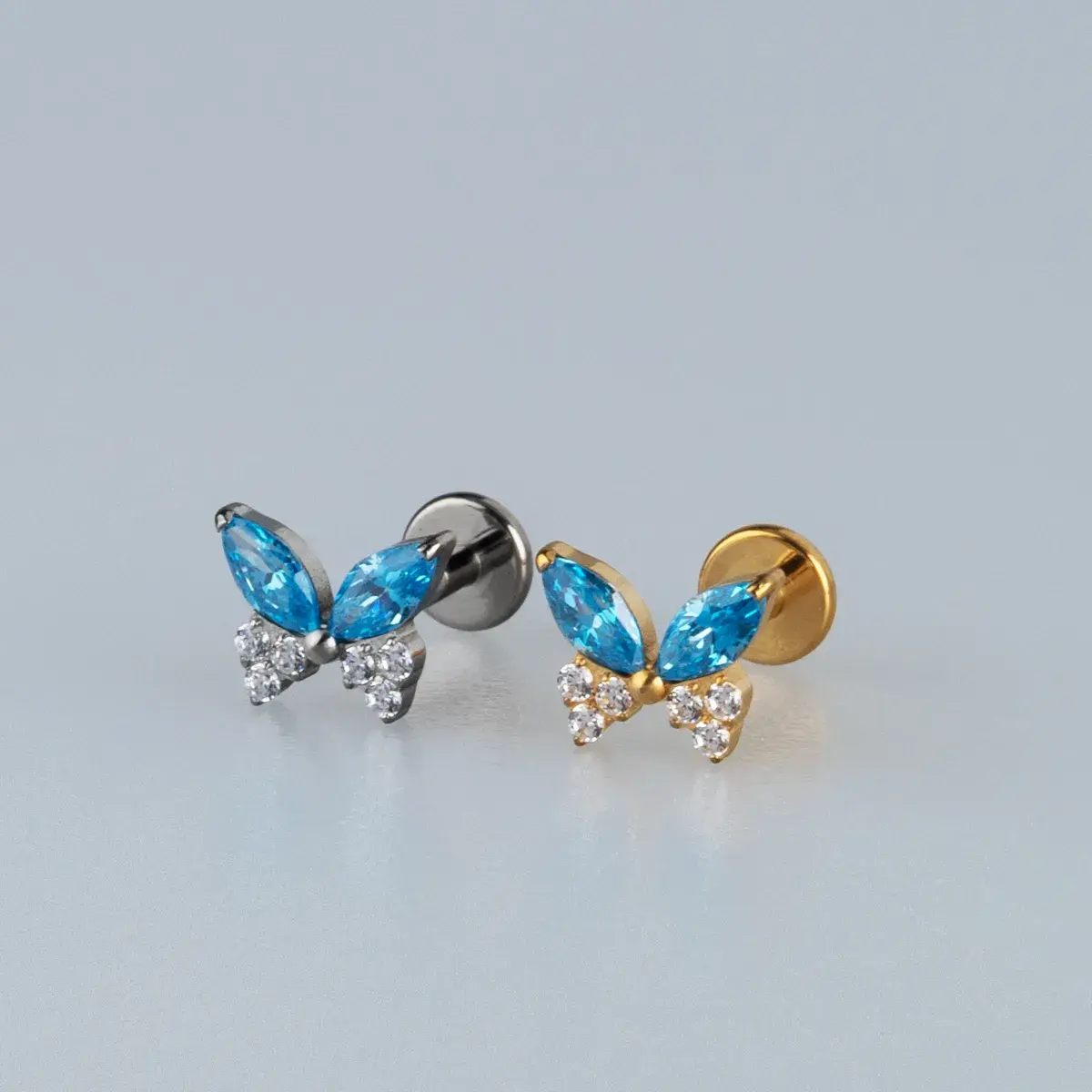 Toptan G23 Titanyum Kelebek Piercing Beyaz 8mm