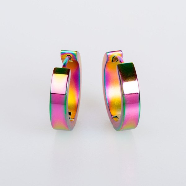 Çelik Küpe 4X12mm 5 renk - Çift Rainbow