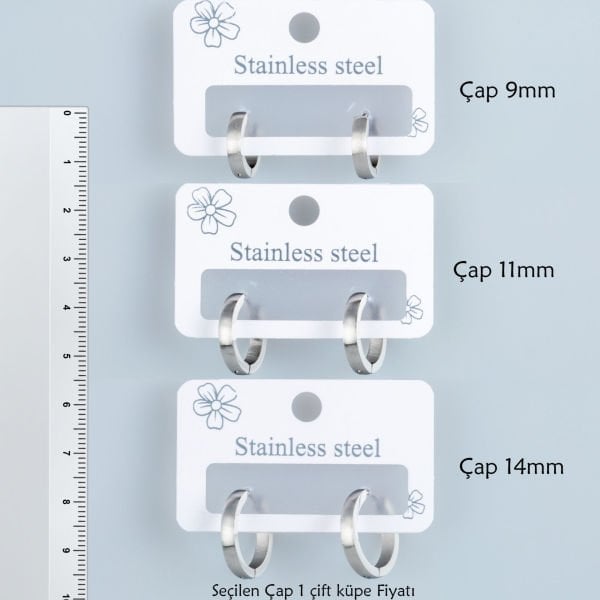 Steel Earring White Matt Thickness 3mm - Pair