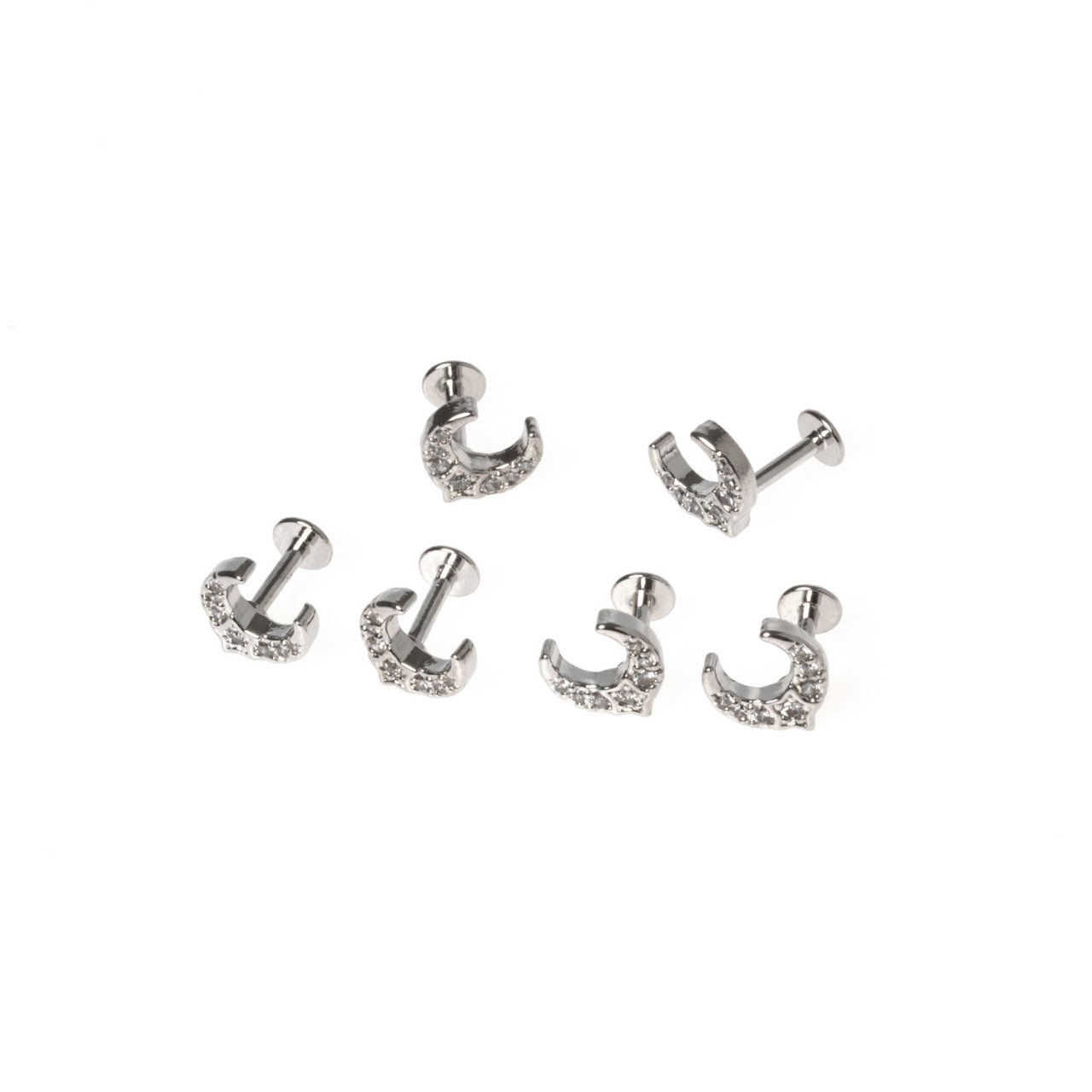Toptan 316L Çelik Barlı Piercing Tragus Ay Obje Pirinç