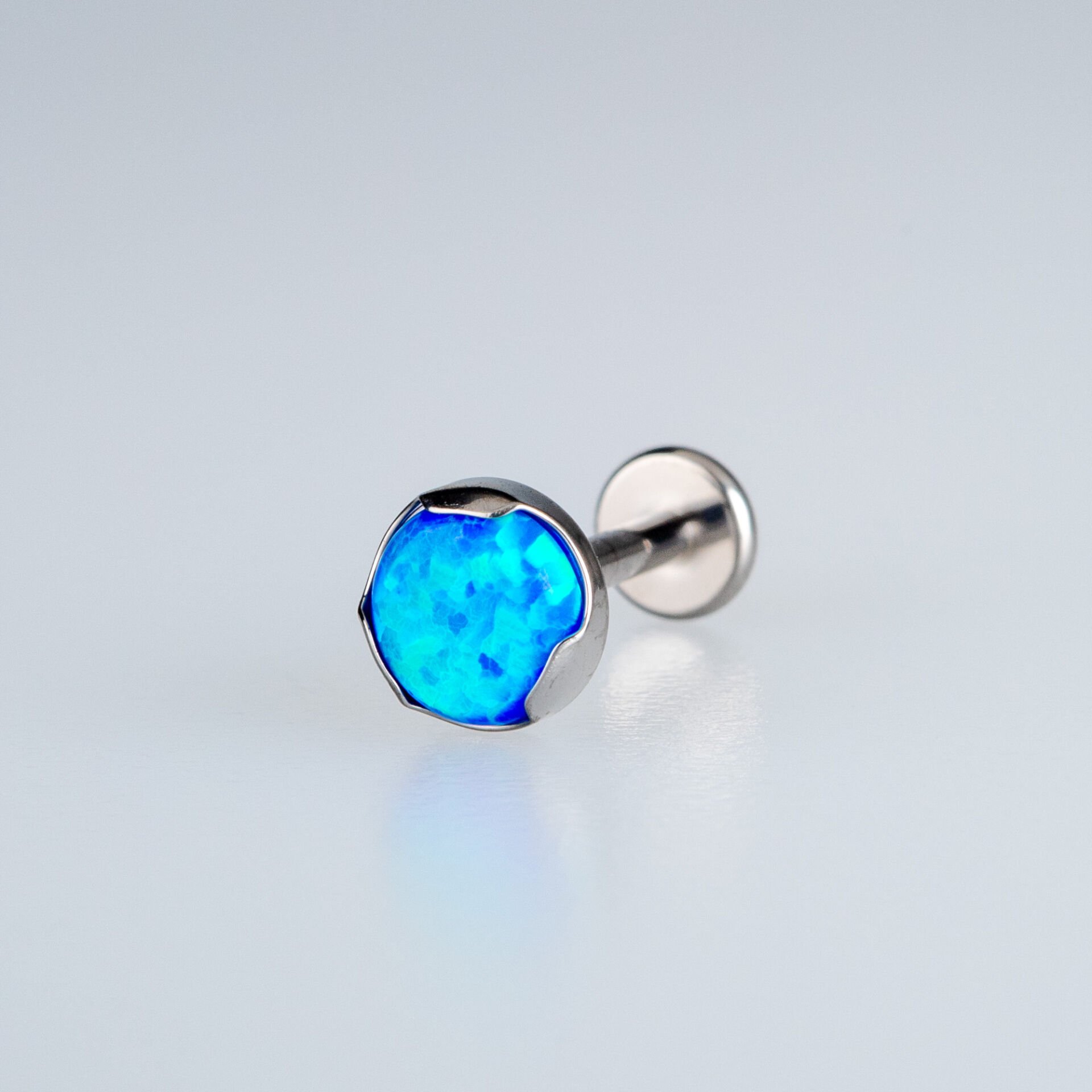 Piercing Titanyum Labret 5mm Opal Taş