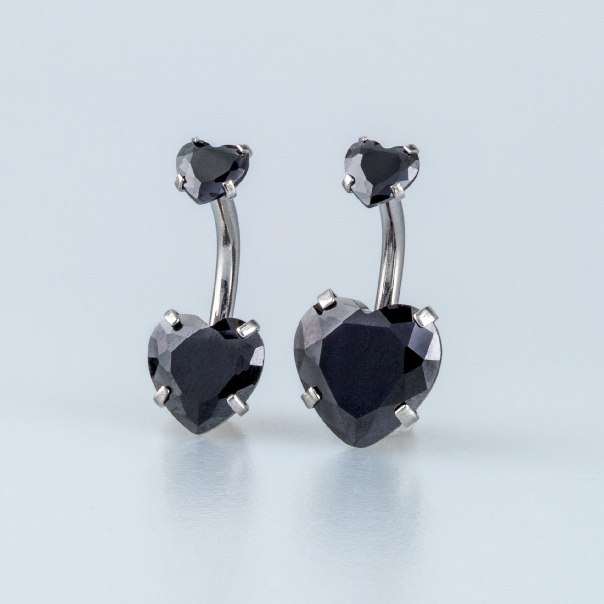 Piercing Göbek Kalp 2 Taş Boyu Seçeneği 8-10mm