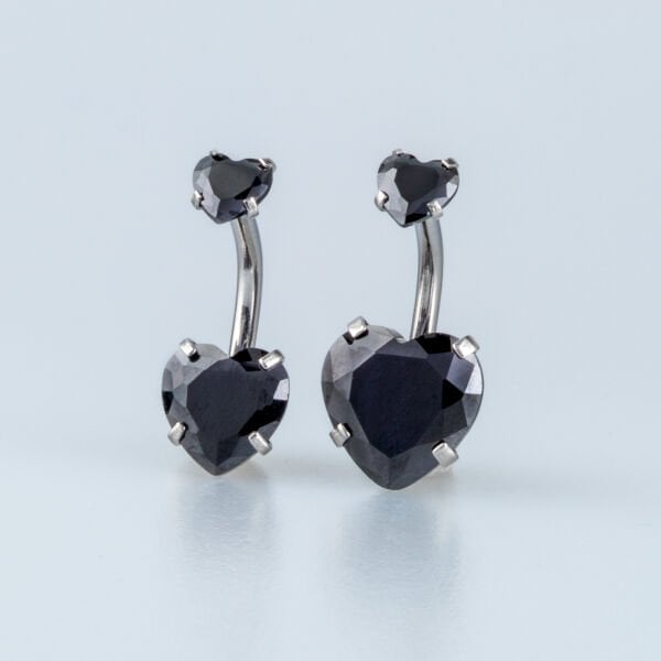 Piercing Göbek Kalp 2 Taş Boyu Seçeneği 8-10mm