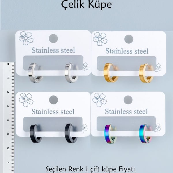 Steel Earring Shiny Thickness 3mm - Pair