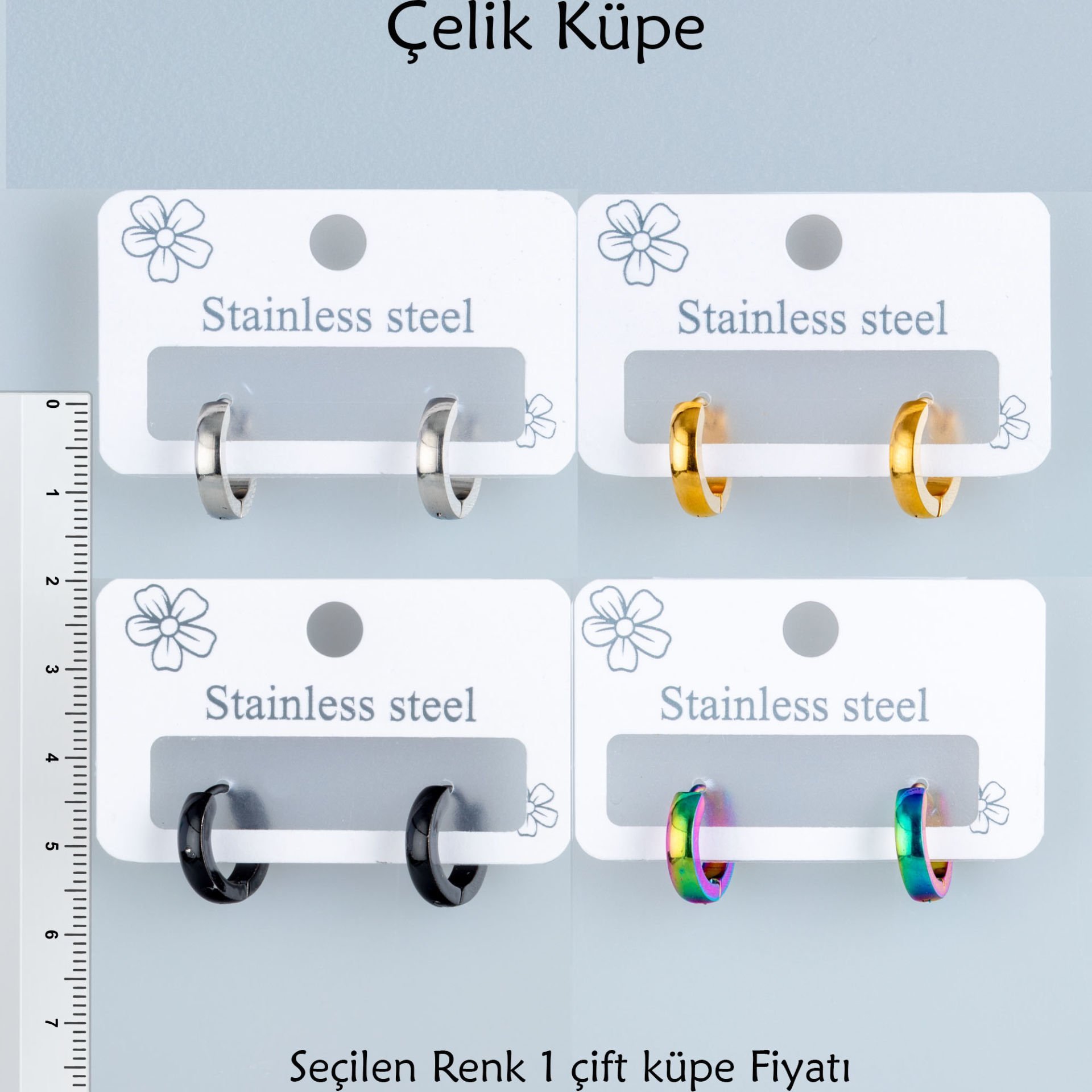 Çelik Küpe Parlak Kalınlık 3mm - Çift