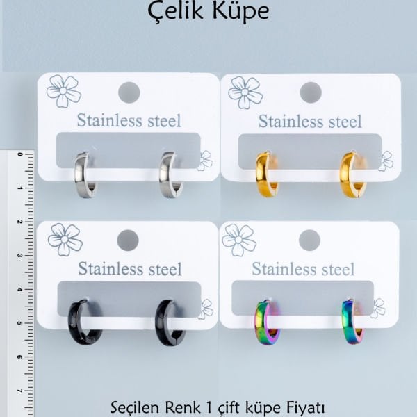 Çelik Küpe Parlak Kalınlık 3mm - Çift