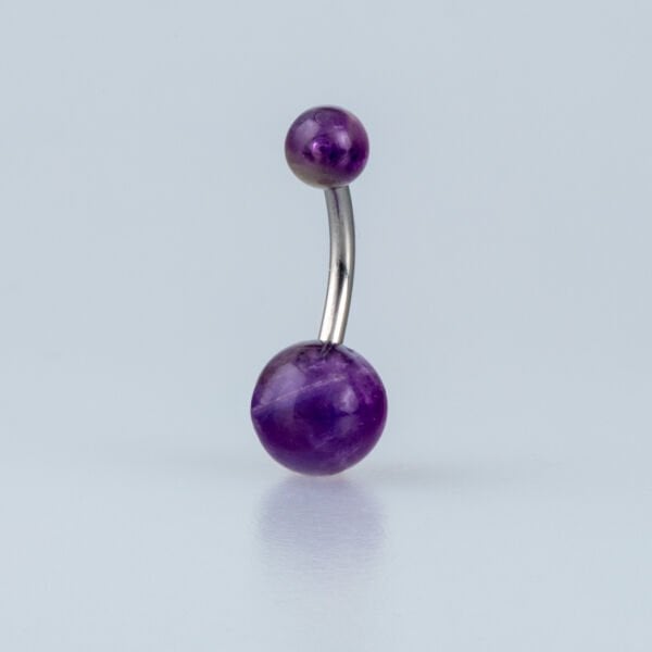 Piercing Doğal Taş Göbek Ametist