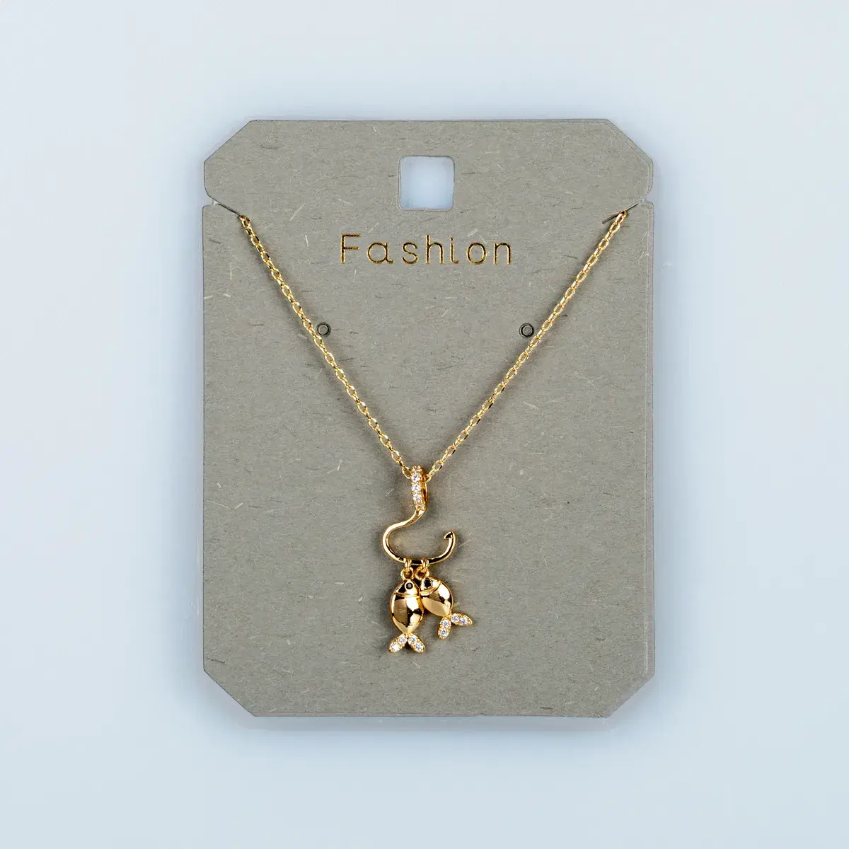 Toptan Kadın Vos Jewelry 14K Altın Kaplama Çift Balık Kolye
