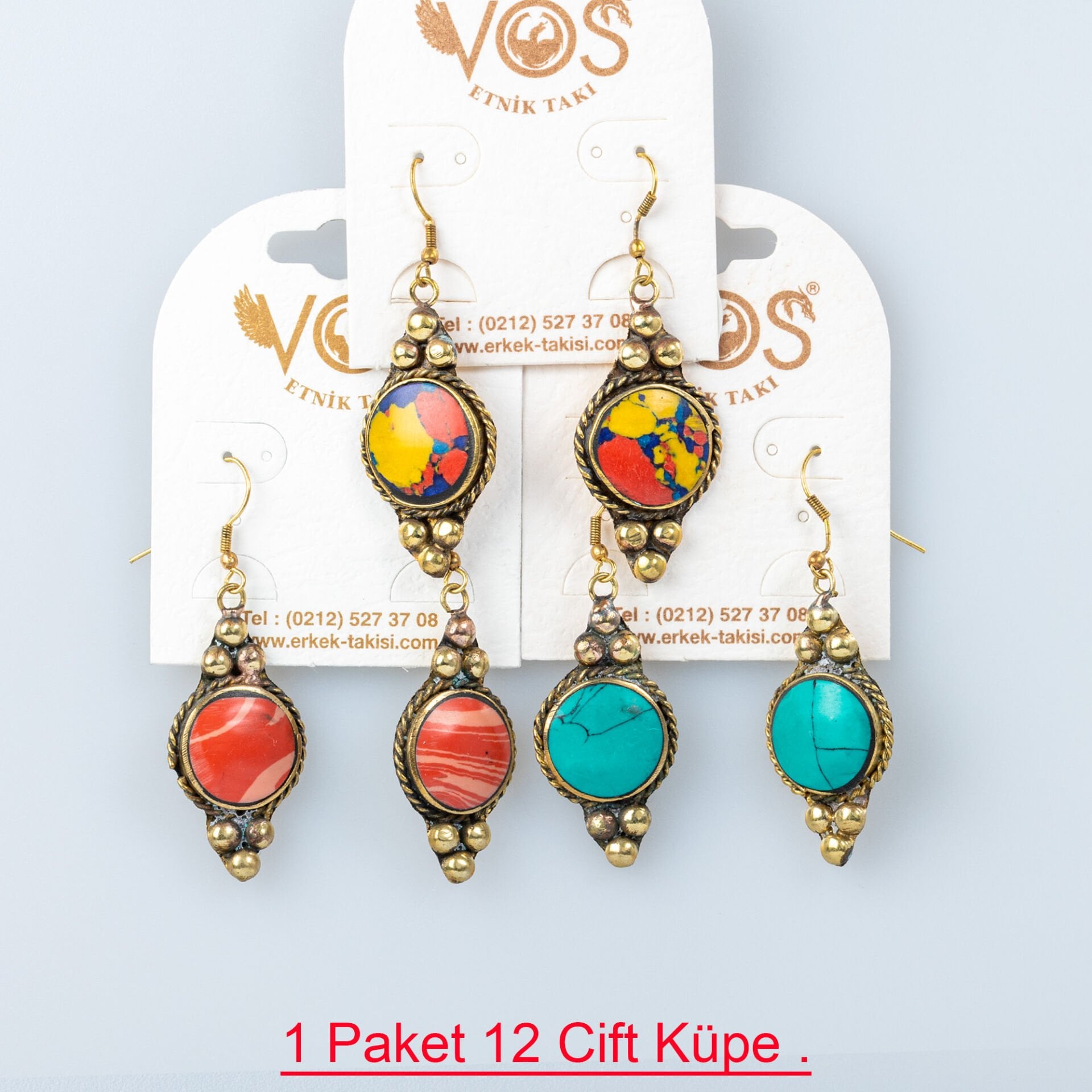 Pirinç Küpe Paket 12 Çift Mix