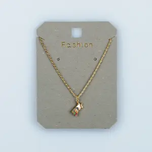 Toptan Kadın Vos Jewelry 14K Altın Kaplama Renkli Taşlı Yıldız Kolye