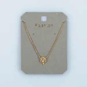 Toptan Kadın Vos Jewelry 14K Altın Kaplama Monstera Yaprak Kolye