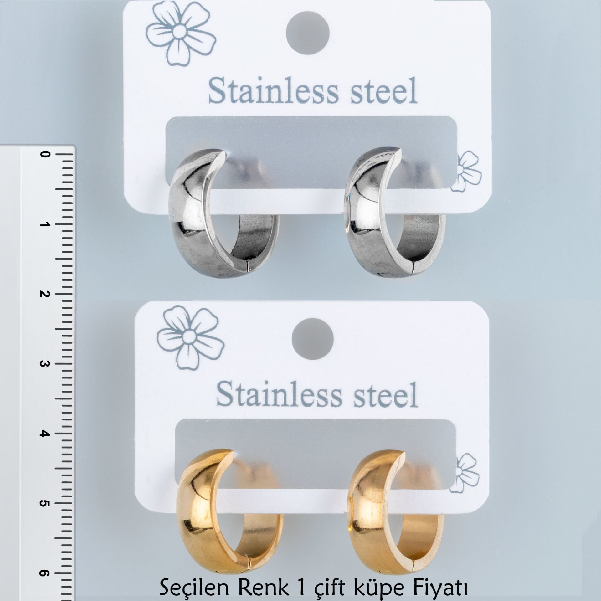 Steel Earring Shiny Thickness 6mm - Pair