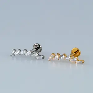 Toptan G23 Titanyum Altılı Baget Piercing Beyaz 8mm