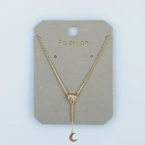 Toptan Kadın Vos Jewelry 14K Altın Kaplama Kravat Hilal Kolye