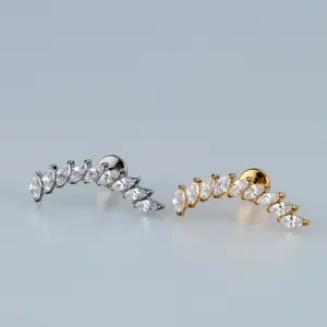 Toptan G23 Titanyum Dokuzlu Kavis Piercing Beyaz 8mm