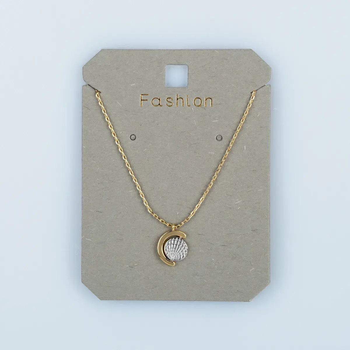 Toptan Kadın Vos Jewelry 14K Altın Kaplama Taşlı Hilal Kolye