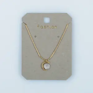 Toptan Kadın Vos Jewelry 14K Altın Kaplama Taşlı Hilal Kolye