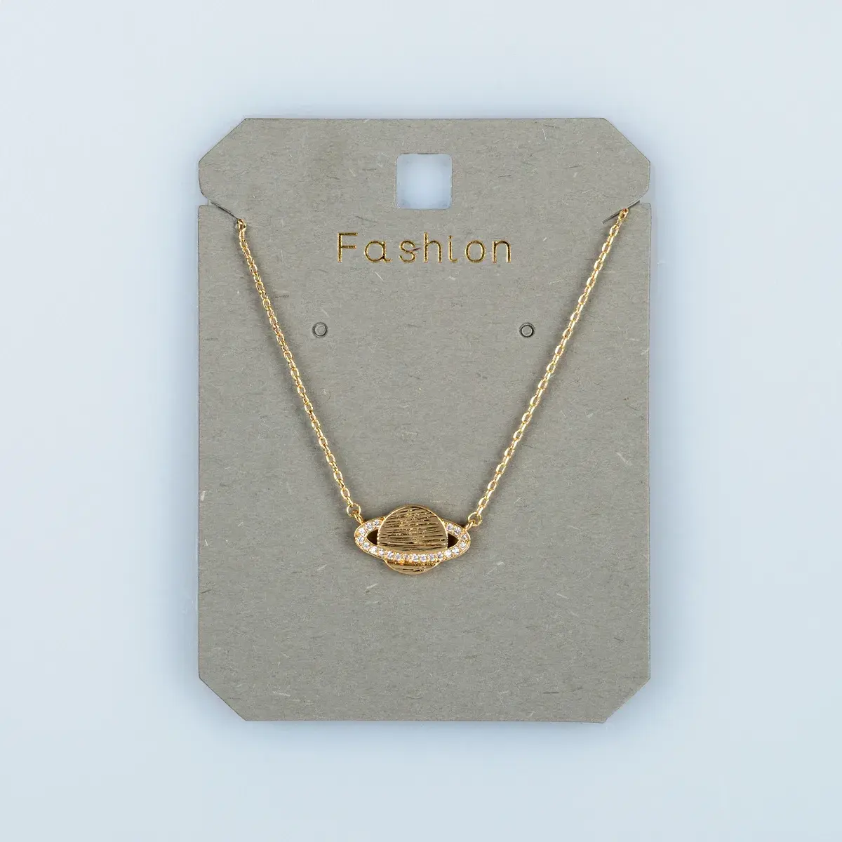 Toptan Kadın Vos Jewelry 14K Altın Kaplama Taşlı Satürn Kolye