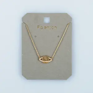 Toptan Kadın Vos Jewelry 14K Altın Kaplama Taşlı Satürn Kolye