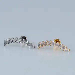 Toptan G23 Titanyum Dokuzlu Baget Piercing Beyaz 8mm