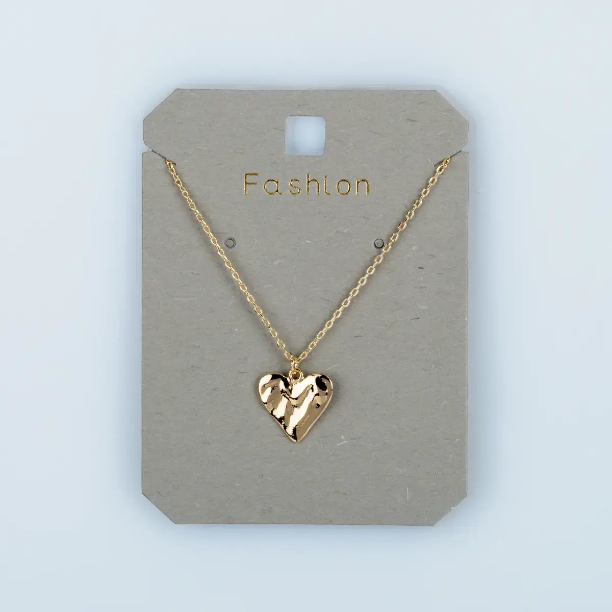 Toptan Kadın Vos Jewelry 14K Altın Kaplama Pürüzsüz Kalp Kolye