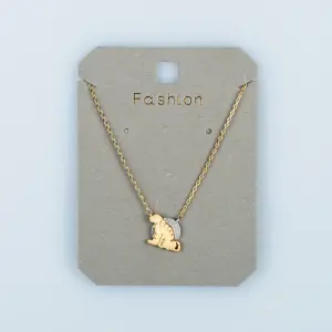 Toptan Kadın Vos Jewelry 14K Altın Kaplama Aydaki Kedi Kolye