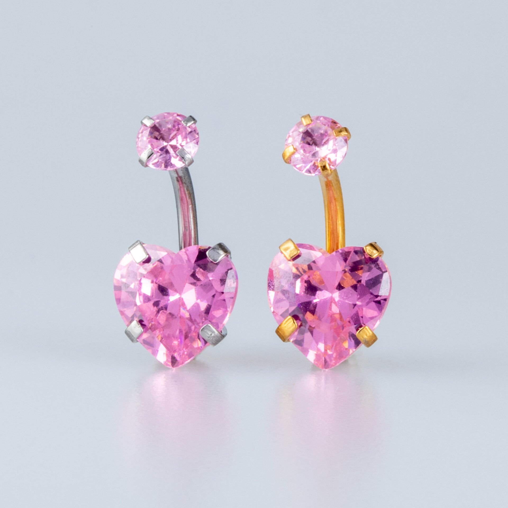 Piercing Göbek 2 Renk Seçeneği Taş Boyu 10mm Kalp