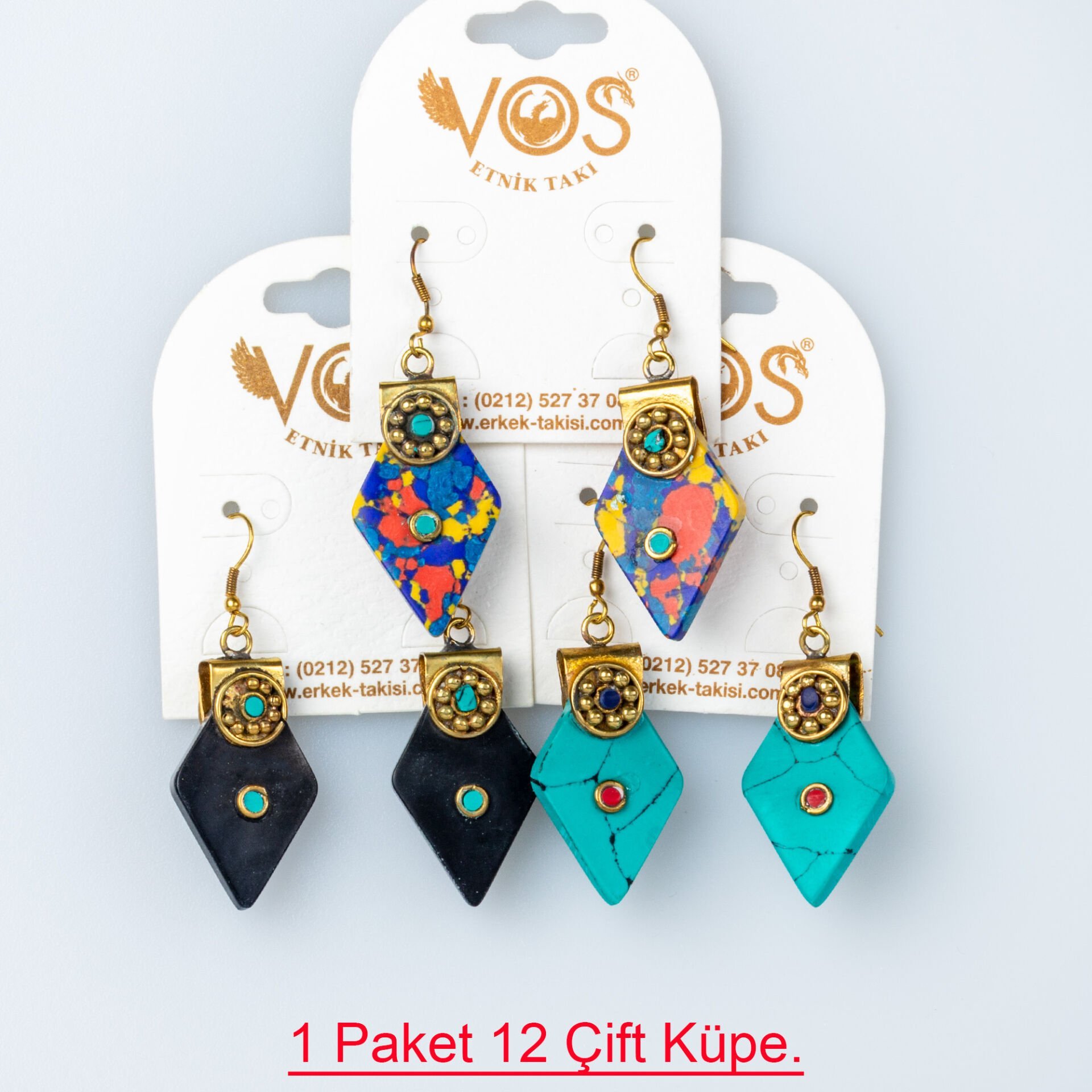 Brass Earring Pack 12 Pairs Mix