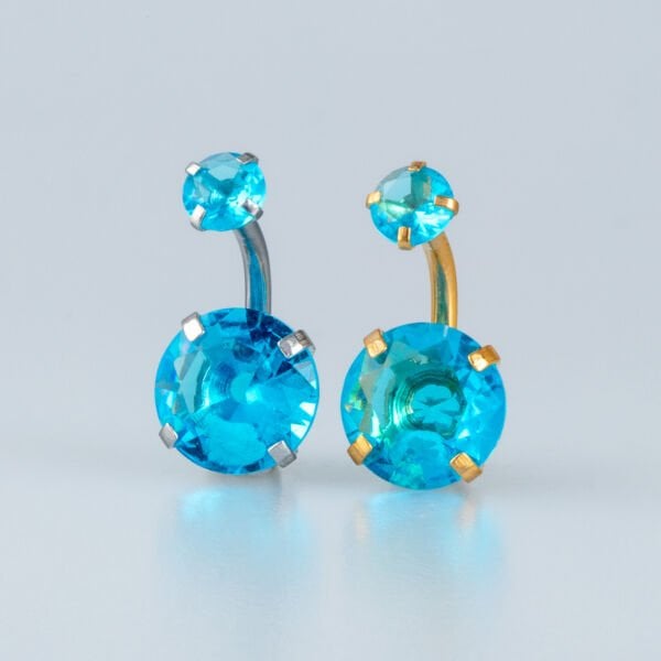 Piercing Göbek 2 Renk Seçeneği Taş Boyu 10mm Kalp