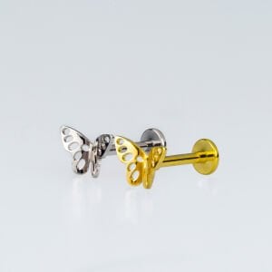 Piercing Titanyum Tragus Kelebek Sarı