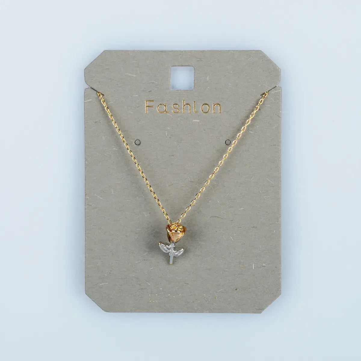 Toptan Kadın Vos Jewelry 14K Çift Renk Tomurcuk Gül Kolye