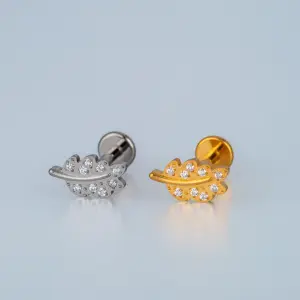 Piercing G23 Titanyum Tragus Yaprak Sarı 8mm