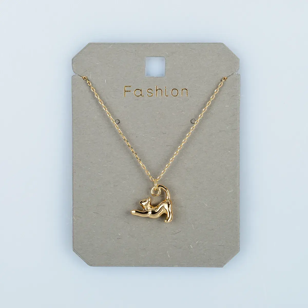 Toptan Kadın Vos Jewelry 14K Altın Kaplama Esneyen Kedi Kolye