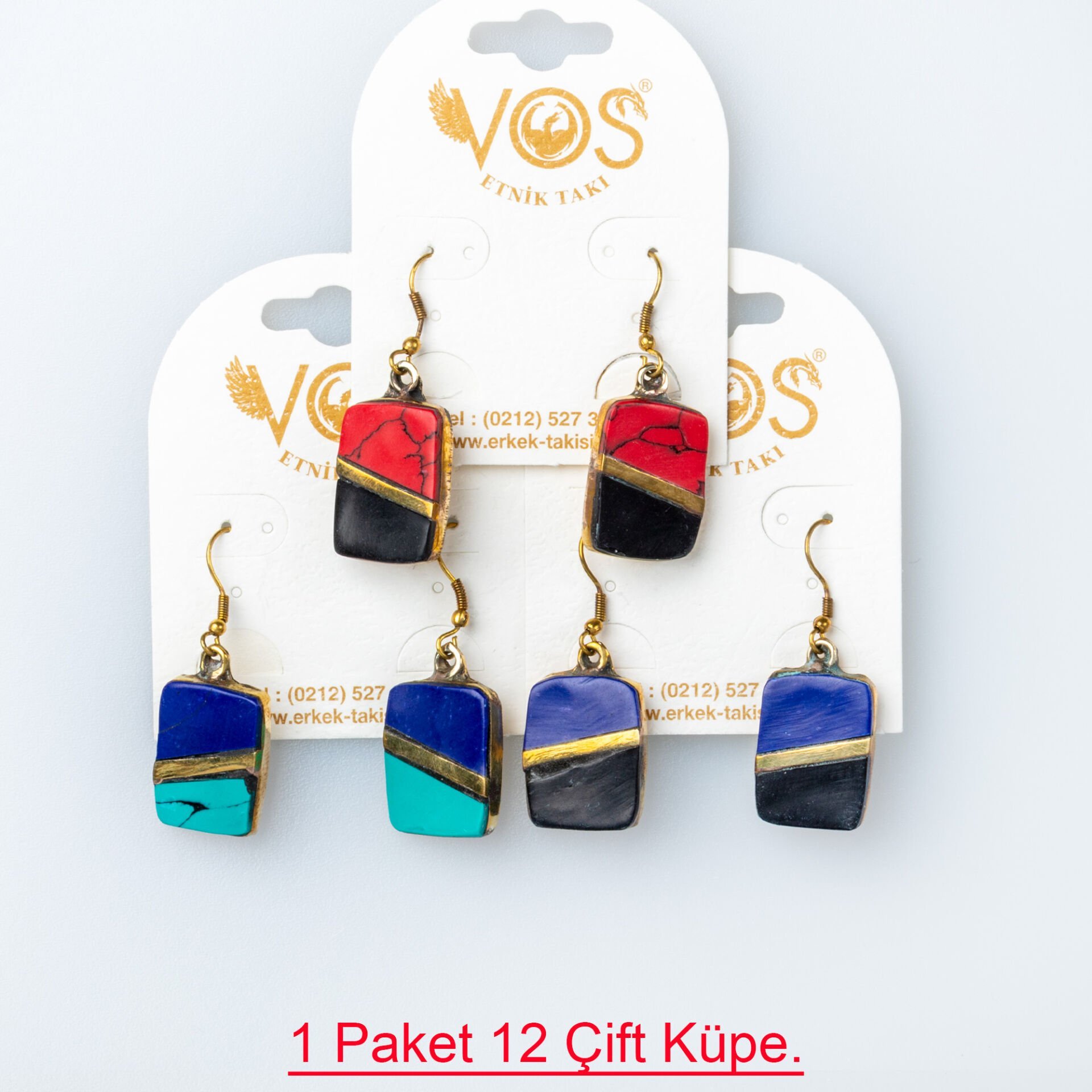 Brass Earring Pack 12 Pairs Mix