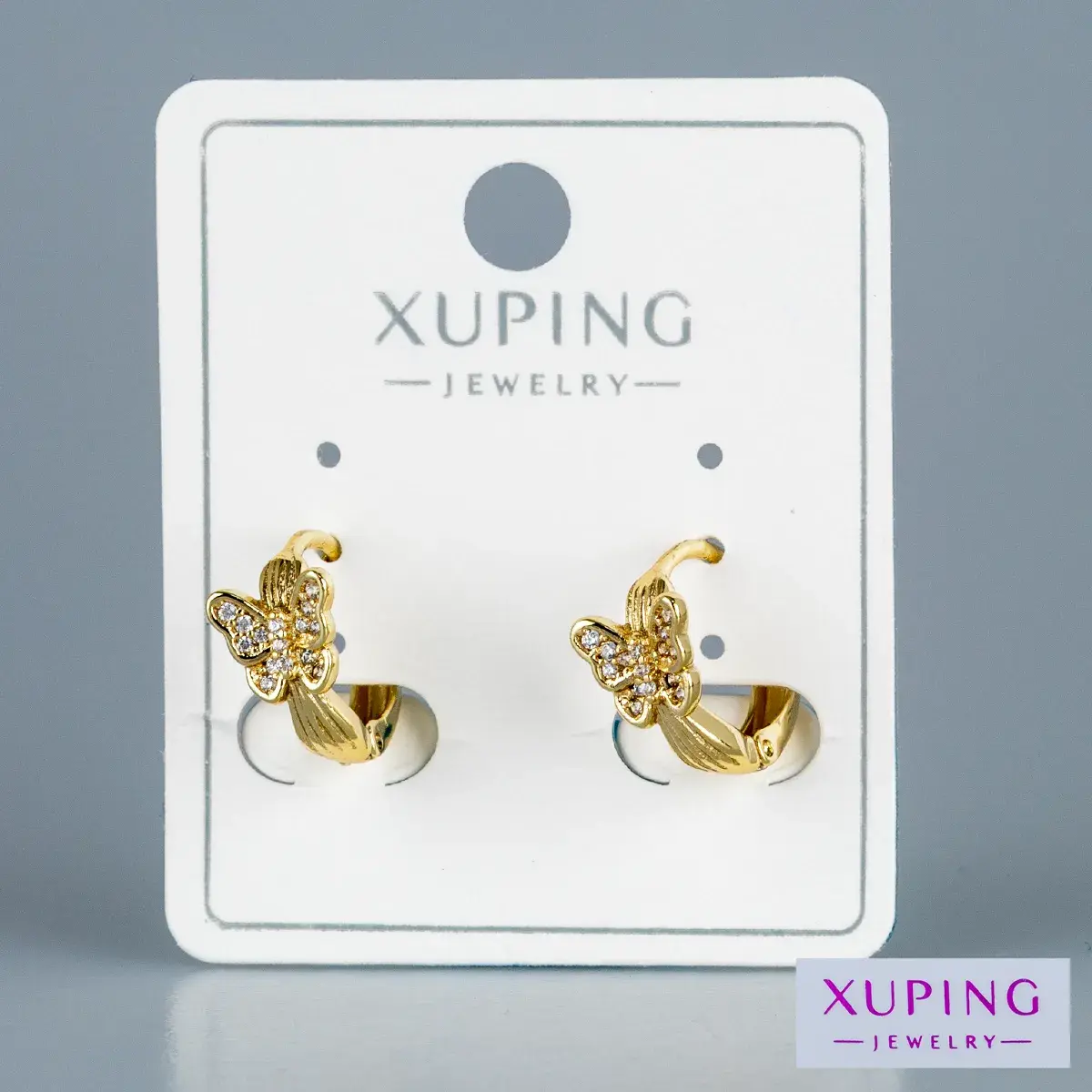 Toptan Xuping Taşlı Kelebek Küpe