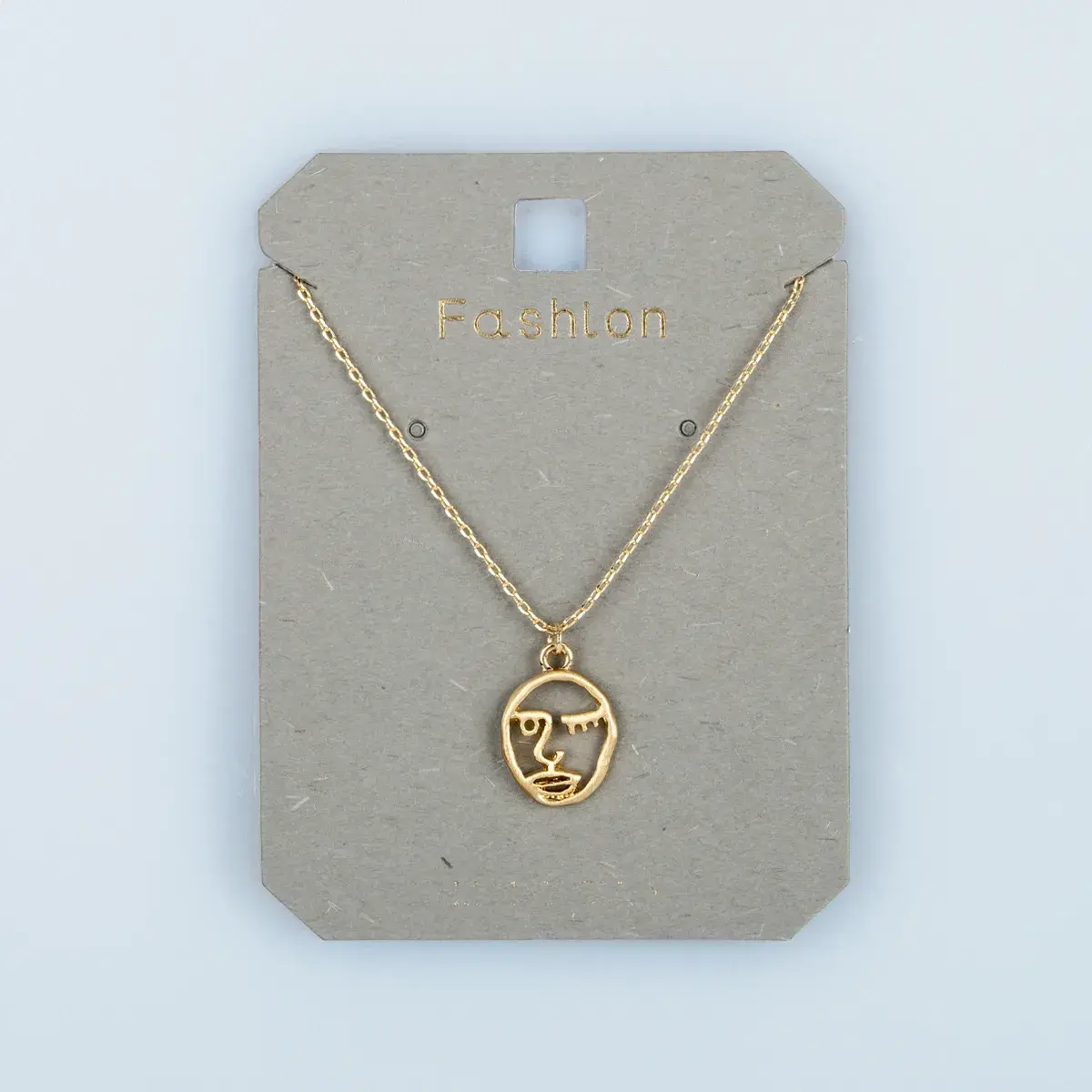 Toptan Kadın Vos Jewelry 14K Altın Kaplama Soyut Yüz Kolye