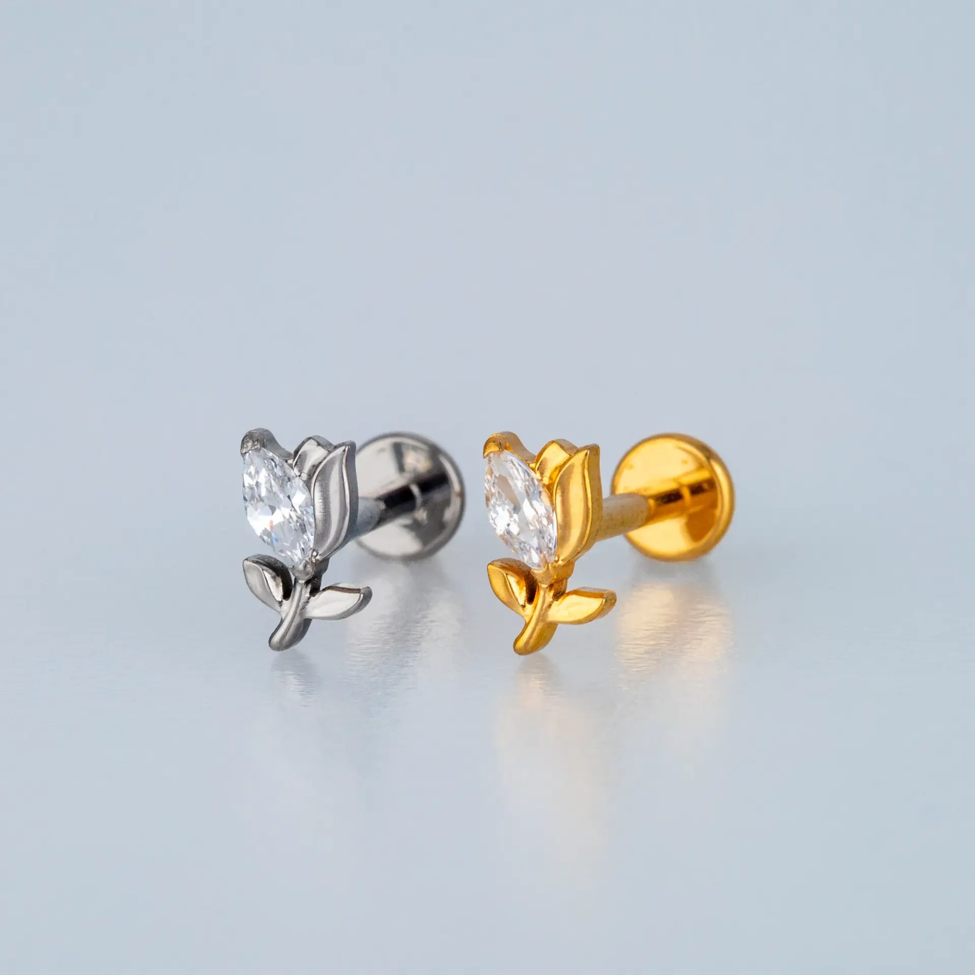 Piercing G23 Titanyum Tragus Çiçek Lale Sarı 8mm