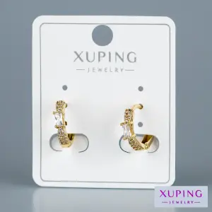 Toptan Xuping Baget Taşlı Halka Küpe