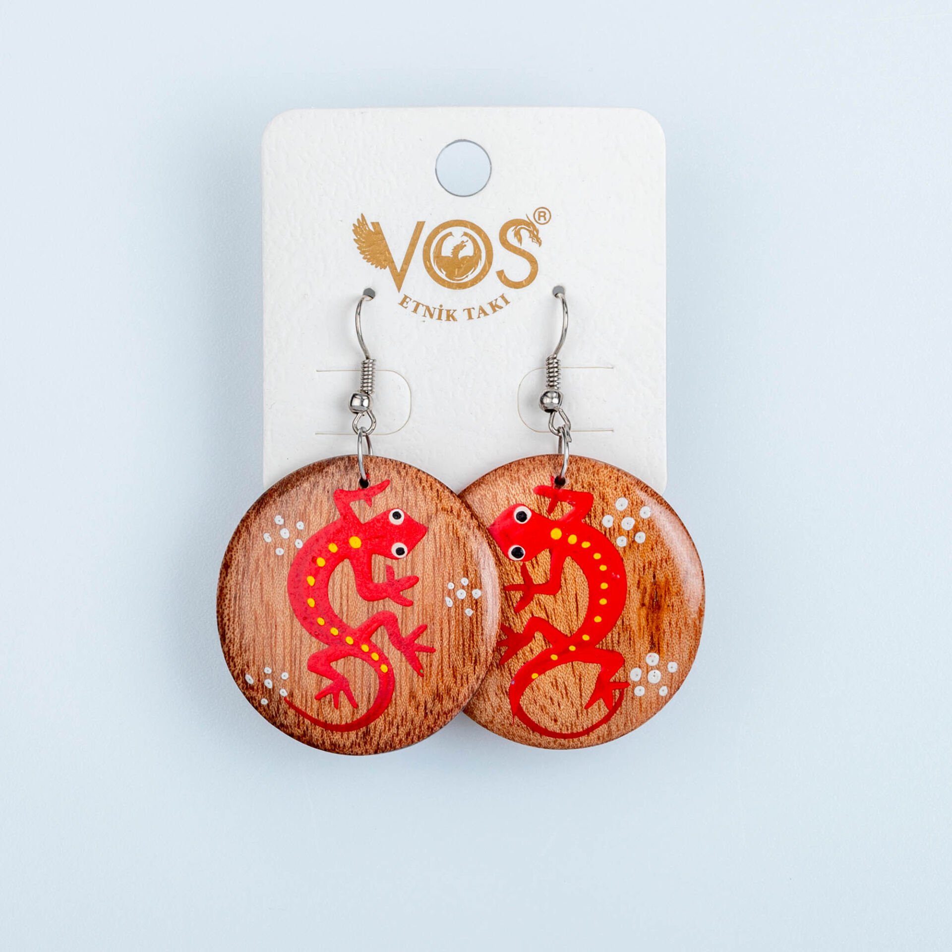 El Yapımı Ahşap Küpe Gekko 5 Renk Seçeneği Renk 3