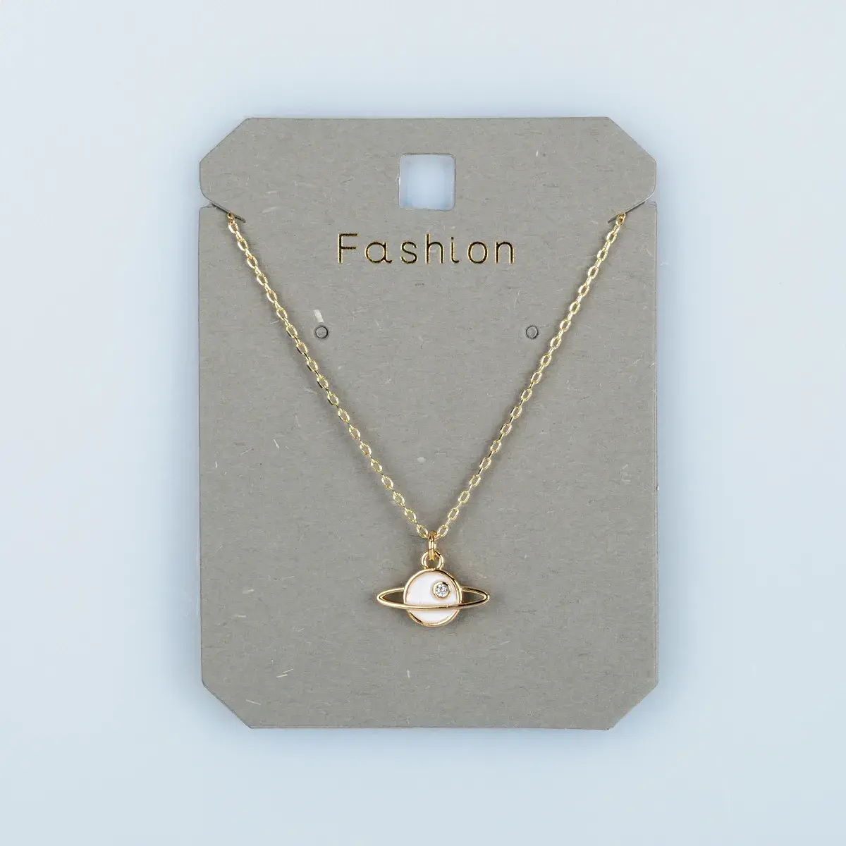 Toptan Kadın Vos Jewelry 14K Altın Kaplama Sedefli Satürn Kolye