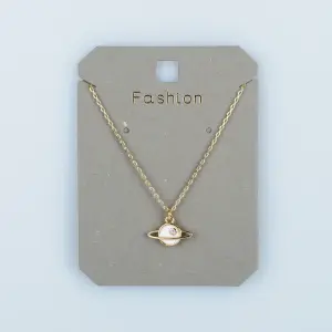 Toptan Kadın Vos Jewelry 14K Altın Kaplama Sedefli Satürn Kolye
