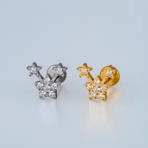 Piercing G23 Titanyum Tragus Yıldız Sarı 8mm