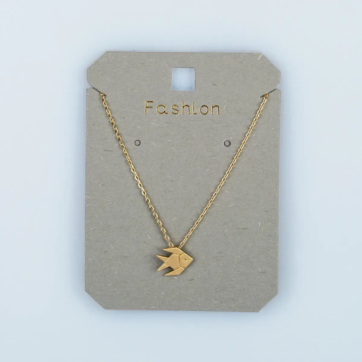 Toptan Kadın Vos Jewelry 14K Altın Kaplama Geometrik Balık Kolye