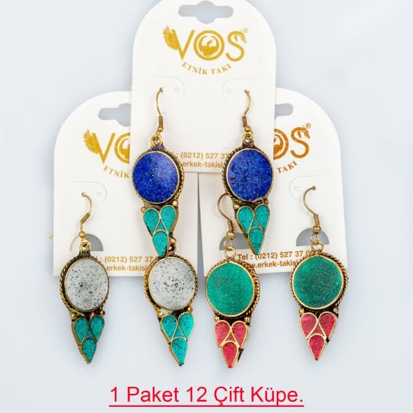 Pirinç Küpe Paket 12 Çift Mix