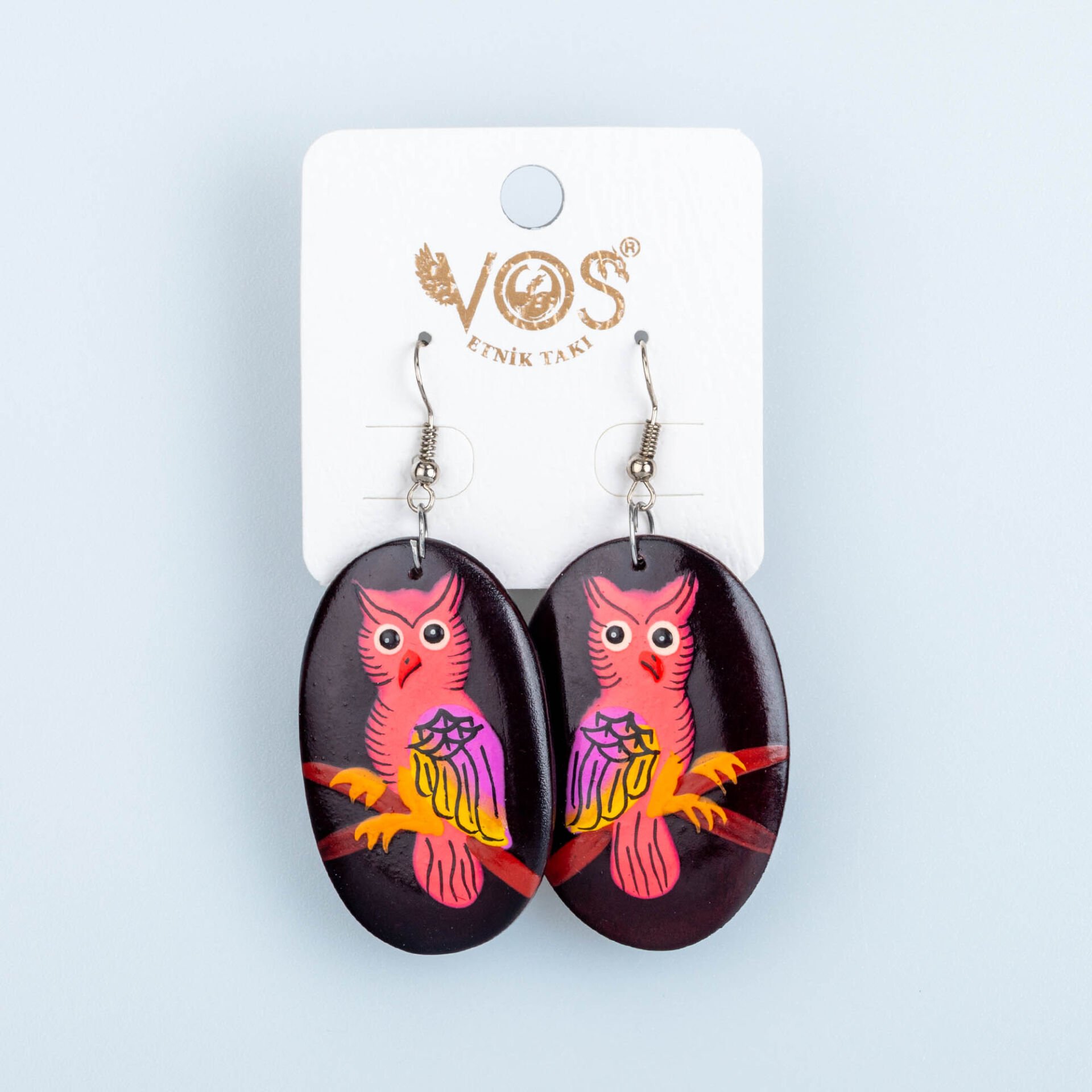 El Yapımı Ahşap Küpe Baykuş 4 Renk Seçeneği Renk 4