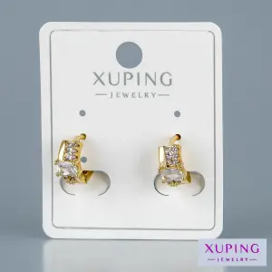 Toptan Xuping Baget Taşlı Halka Küpe