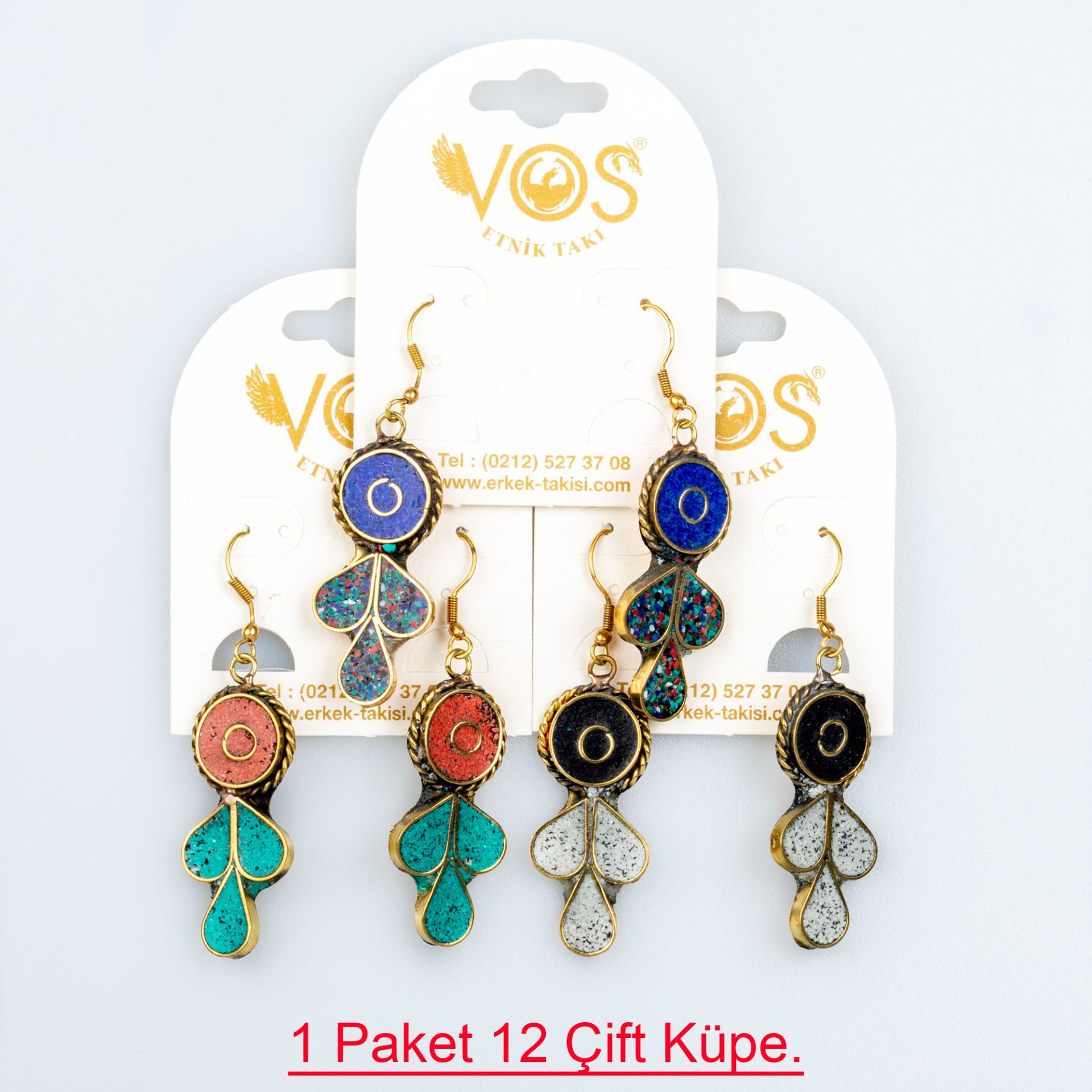 Pirinç Küpe Paket 12 Çift Mix