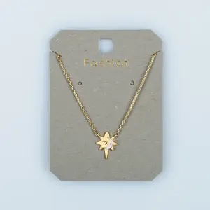 Toptan Kadın Vos Jewelry 14K Altın Kaplama Gülen Ay Yıldız Kolye