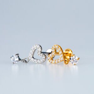 Piercing Titanyum Tragus Helix Kalp Sarı